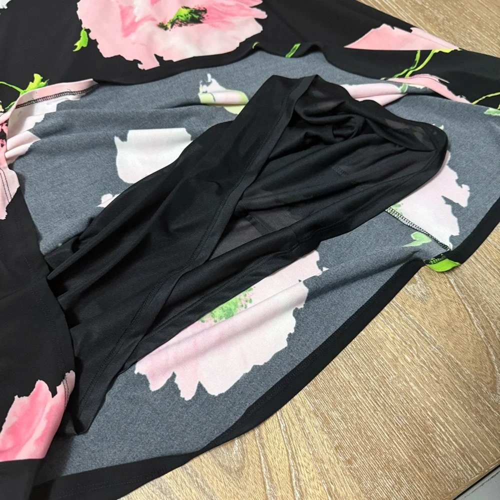 Anne Klein Sleeveless A-Line Floral Dress Women’s 8 NWT Flowy Chic Peony Black